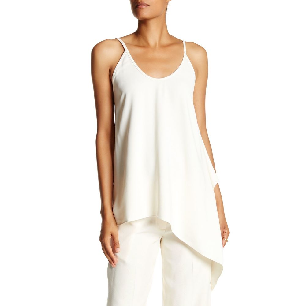 Helmut Lang Ivory Side Draped Asymmetric Blouse
